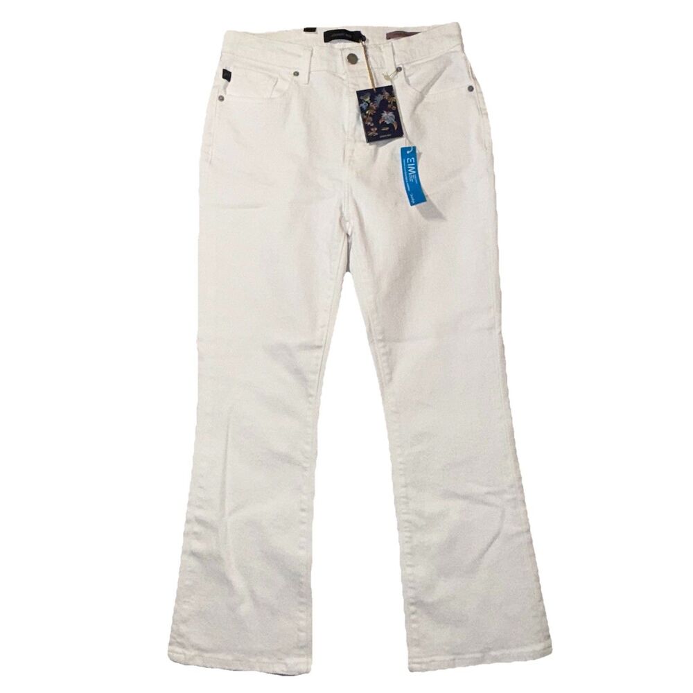 Johnny Was Marseille Baby Boot Ankle Crop Jeans White Women's Size 28 NWT